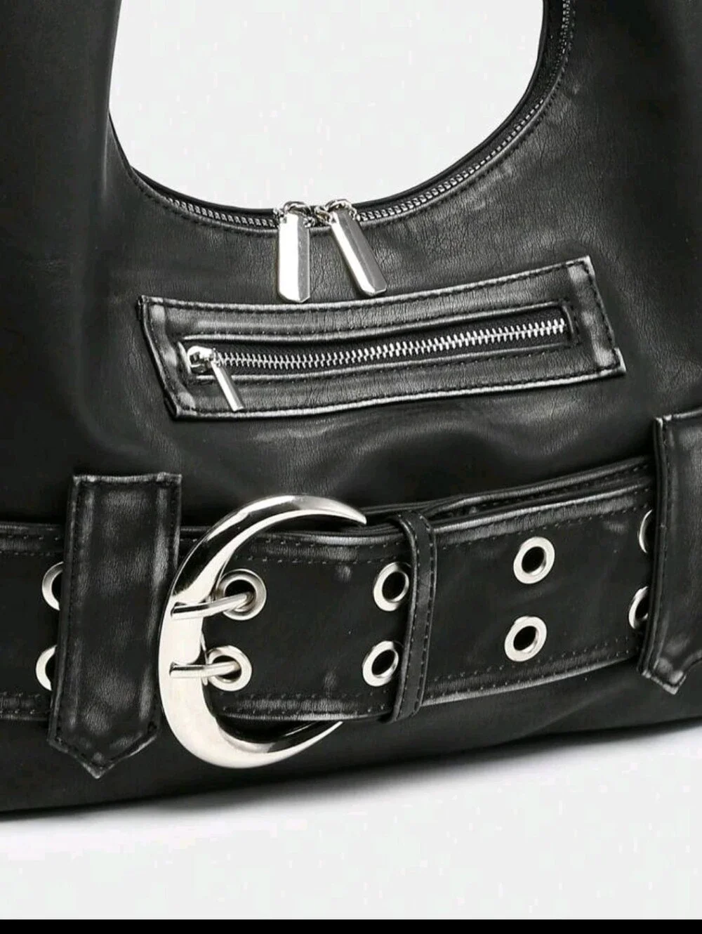 Black Leather Studded Belt-Tote Bag